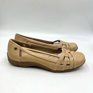 LifeStride‎ Womens Size 8 Beige Tan Faux Vegan Leather Ballet Flats Shoes